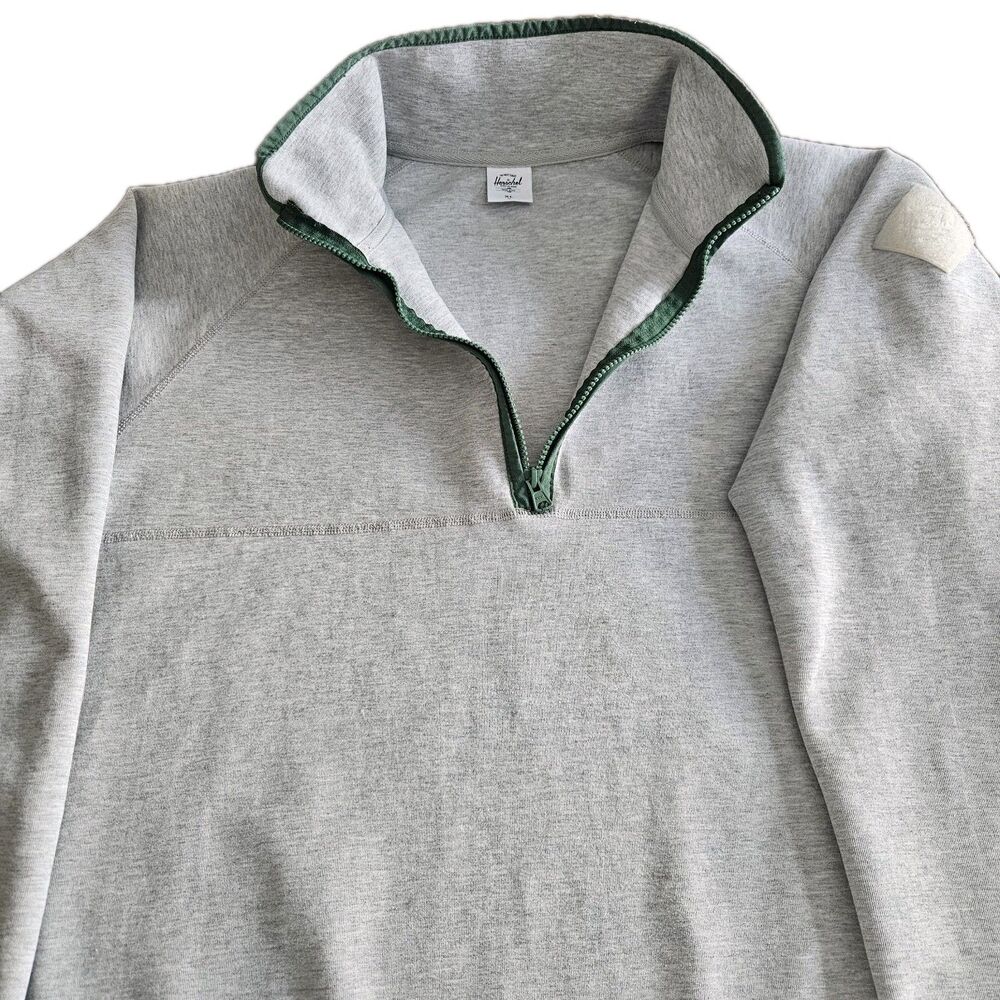 Herschel Mens Outdoor Performance Heather Light Grey Quarter Zip, Size XL - Picture 6 of 14